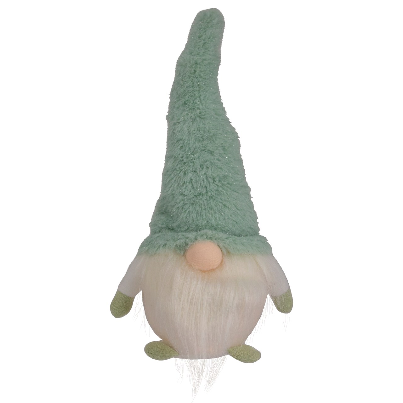Northlight LED Lighted Plush Faux Fur Gnome Christmas Figure - 13.75" - Green